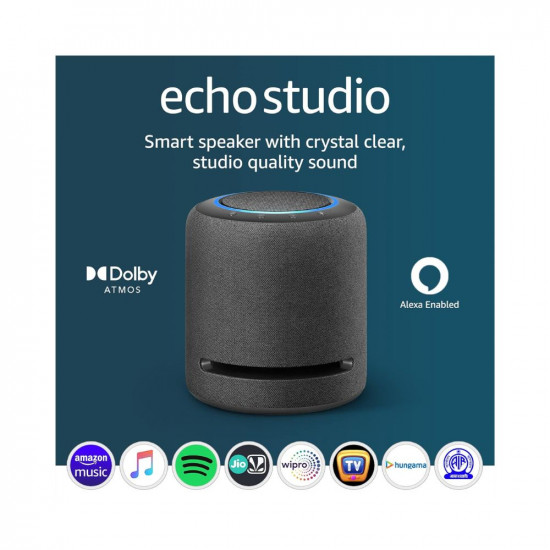 Echo Studio- Our best-sounding smart speaker ever - With Dolby Atmos spatial audio processing technology and Alexa Black