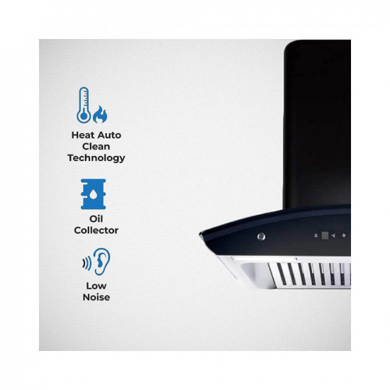 Elica 60 cm 1425 m3hr Autoclean Kitchen Chimney with 15 Years Warranty WD TBF HAC 60 MS NERO 2 Baffle Filters Touch  Motion Sensor Control Black