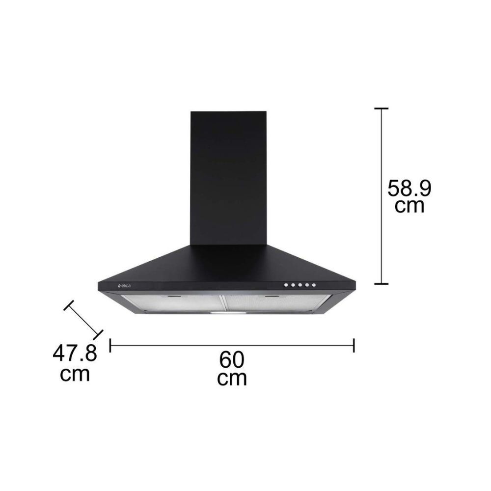 Elica 60 cm 880 m3hr Chimney Strip CF 60 NERO 2 Cassette Filters Black
