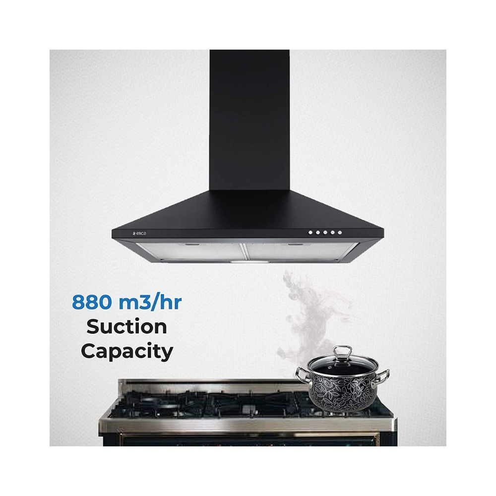 Elica 60 cm 880 m3hr Chimney Strip CF 60 NERO 2 Cassette Filters Black