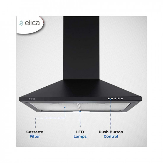 Elica 60 cm 880 m3hr Kitchen Chimney Strip CF 60 NERO 2 Cassette Filters Black
