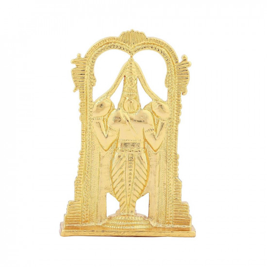 Estele 24KT Gold Plated Lord Tirupati Balaji Idol Showpiece for Pooja Mandir/Home Decorative