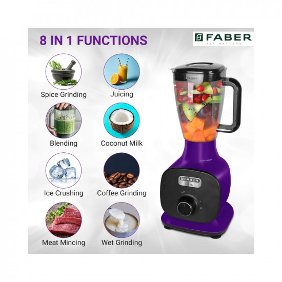 Faber 1000W Juicer Mixer Grinder with 3 Stainless Steel Jar 1 Fruit Filter FMG Candy 1000 3J1 PcPlum