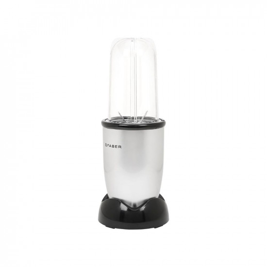 Faber 2-in-1 Sportz Blender  Liquidizing  Grinding Wet  Dry  ABS Body SS Blades 400W Copper Motor Overheat Protector Push  Lock Control  2 PC Jars Multipurpose Lids  Silver