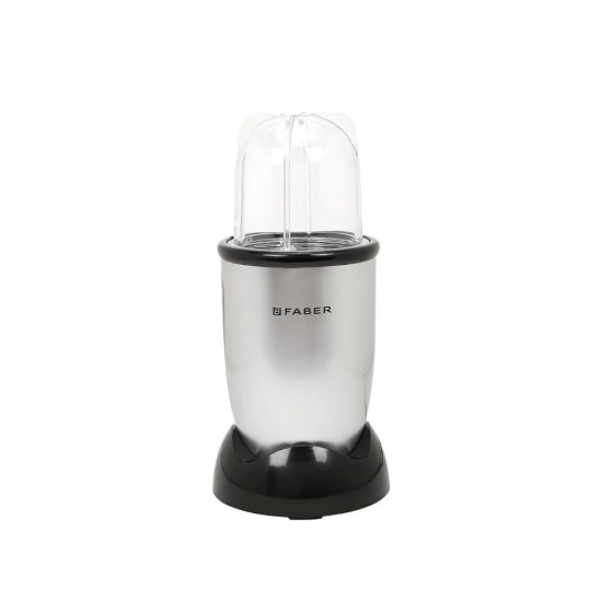 Faber 2-in-1 Sportz Blender  Liquidizing  Grinding Wet  Dry  ABS Body SS Blades 400W Copper Motor Overheat Protector Push  Lock Control  2 PC Jars Multipurpose Lids  Silver