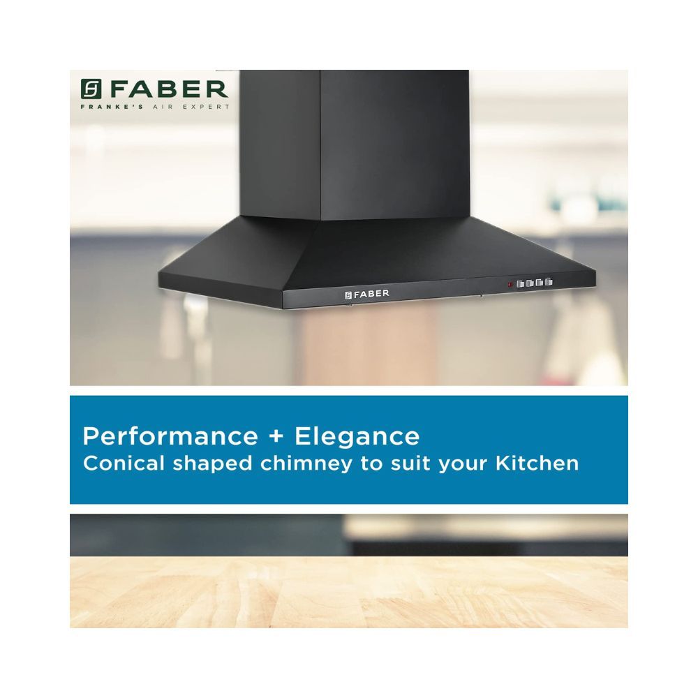 Faber 60 cm 1000 mhr Kitchen Chimney HOOD PLUTO PB BF BK 60 Baffle Filter Push Button Black