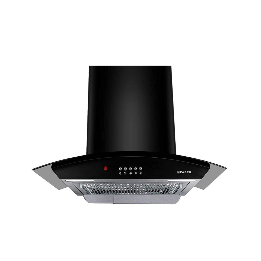 Faber 60 cm 1100 mhr Auto-Clean curved glass Kitchen Chimney HOOD ACE PRO HC PB BK 60 Filterless technology Push Button Black