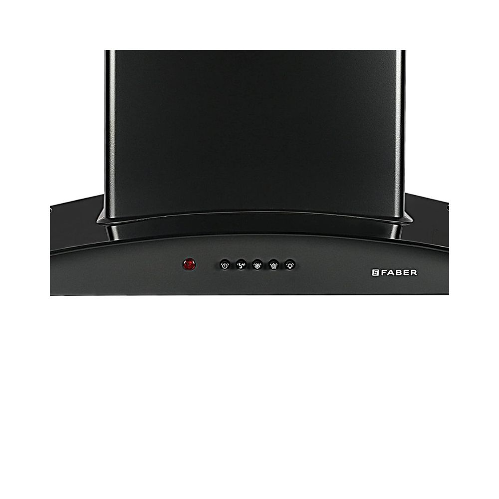Faber 60 cm 1100 mhr Auto-Clean curved glass Kitchen Chimney HOOD ALPHA HC PB BK 60 Filterless technology Push Button Black