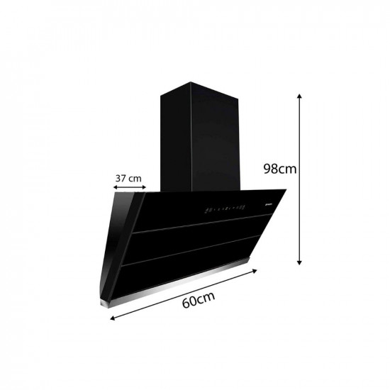Faber 60 cm 1350 mHR Auto-Clean Angular Kitchen Chimney Hood Zenith FL SC AC BK 60 Filterless Technology Touch Control Black