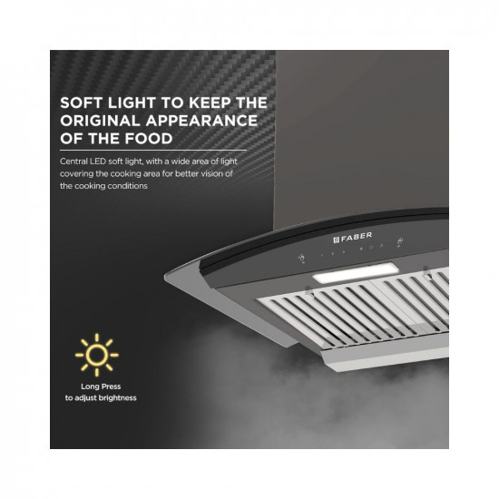 Faber 60 cm 1500 mhr Autoclean Kitchen Chimney 12Yr Warranty on Motor2Yr Comprehensive Autoclean Alarm Mood L Made in IndiaHOOD PRIMUS PLUS ENERGY IN HCSC BK 60Touch  Gesture ControlBlack