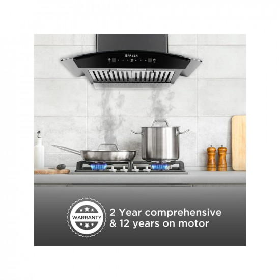 Faber 60 cm 1500 m³/hr Autoclean Kitchen Chimney, 12Yr Warranty on Motor(2Yr Comprehensive), Autoclean Alarm, Mood L |Made in India(HOOD PRIMUS PLUS ENERGY IN HCSC BK 60,Touch & Gesture Control,Black)