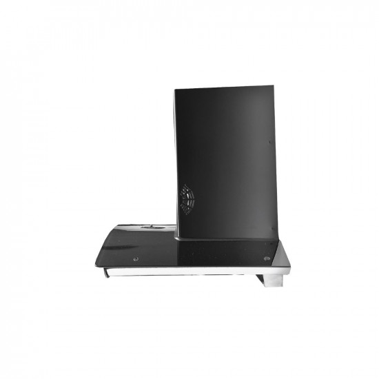 Faber 60 cm 6 way Silent Suction 1250 mhr Auto-Clean curved glass Kitchen Chimney HOOD EVEREST SMART 3D IND HC SC BK 60 Filterless technology Touch Control  Gesture Control Black