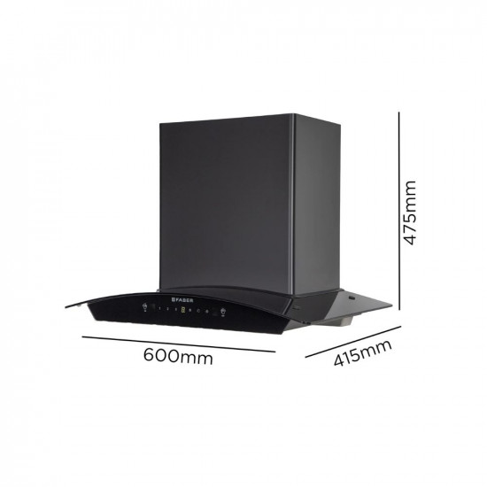 Faber 60cm 1200 m3/hr, Autoclean Chimney || Filterless || 8Yr on Motor, 2Yr Comprehensive Warranty|| Italian design - Made in India (HOOD POLO IN HC SC BK 60, Touch & Gesture Control, Black)