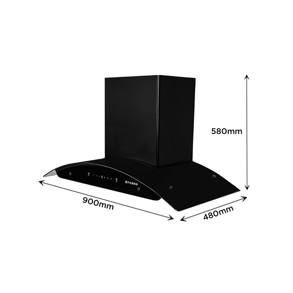 Faber 90 cm 1200 mhr Auto-Clean curved glass Kitchen Chimney