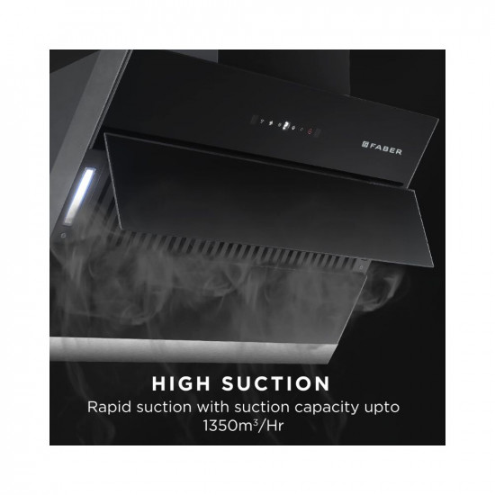 Faber 90 cm 1350 mhr Slant Filterless Auto Clean Chimney12Yr Warranty on Motor 2Yr Comprehensive Italian DesignHOOD BLISS FL SC AC BK 90 Touch  Gesture Control Black