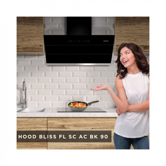Faber 90 cm 1350 mhr Slant Filterless Auto Clean Chimney12Yr Warranty on Motor 2Yr Comprehensive Italian DesignHOOD BLISS FL SC AC BK 90 Touch  Gesture Control Black