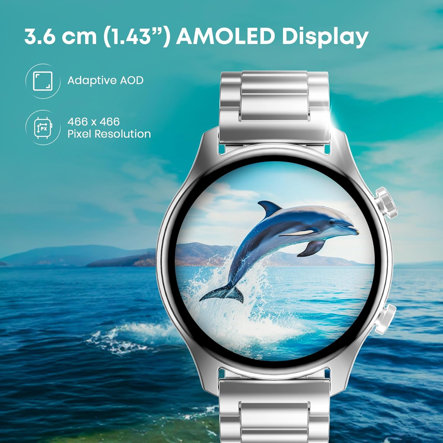 Fastrack Astor FR2 Pro Smart Watch 143 AMOLED Display 466  466 Pixel Resolution SingleSync BT Calling AI Voice Assistant 100 Sports Modes and Smartwatch Faces IP68 Black