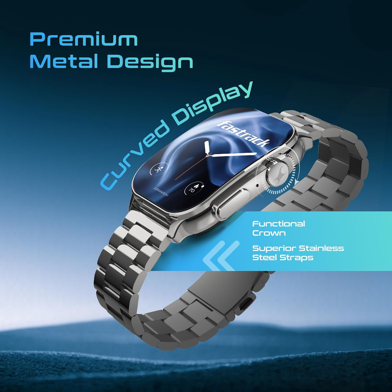 Fastrack Astor FS2 Pro Smart Watch 196 AMOLED Display 410502 Pixel Resolution SingleSync BT Calling AI Voice Assistant 100 Sports Modes  Smartwatch Faces Upto 5 Day Battery IP68 Sliver