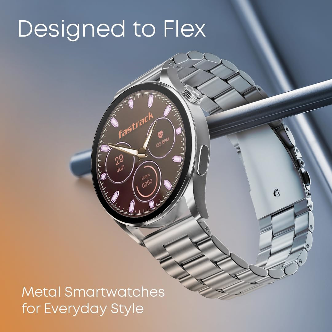 Fastrack Dezire FX1 Luxury Metal Smart Watch 138 UltraVU HD Display Functional Crown SingleSync BT Calling AI Voice Assistant 100 Smartwatch Faces IP68 Upto 5 Day Battery Rose Gold