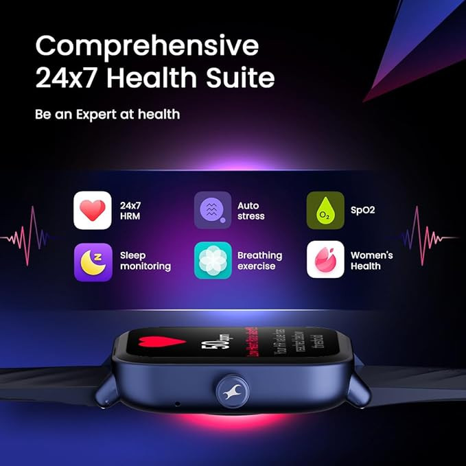 Fastrack Limitless Glide Smart Watch Advanced UltraVU HD Display SingleSync BT Calling Advance Chipset 85 Sports Modes  Smartwatch Faces AI Voice Assistant 24  7 Health Suite IP67 Blue
