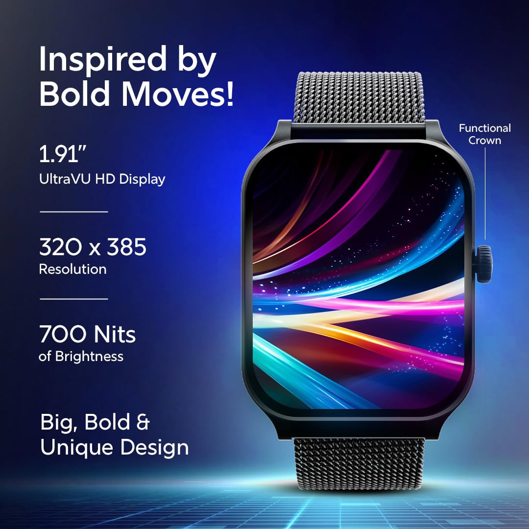 Fastrack New Limitless ClassicLarge 191 Super UltraVU DisplayFunctional CrownHighest 320x385 Pixel ResolutionSingleSync BT Calling100 Sports ModesMetal Case Premium Smartwatch - Rose Gold