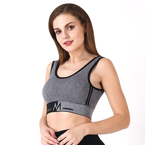 FF Seamless Stitching Athleisure Lightly Padded Cotton Polyester Wire Free  Regular Sports Fitness Bra for Girls 