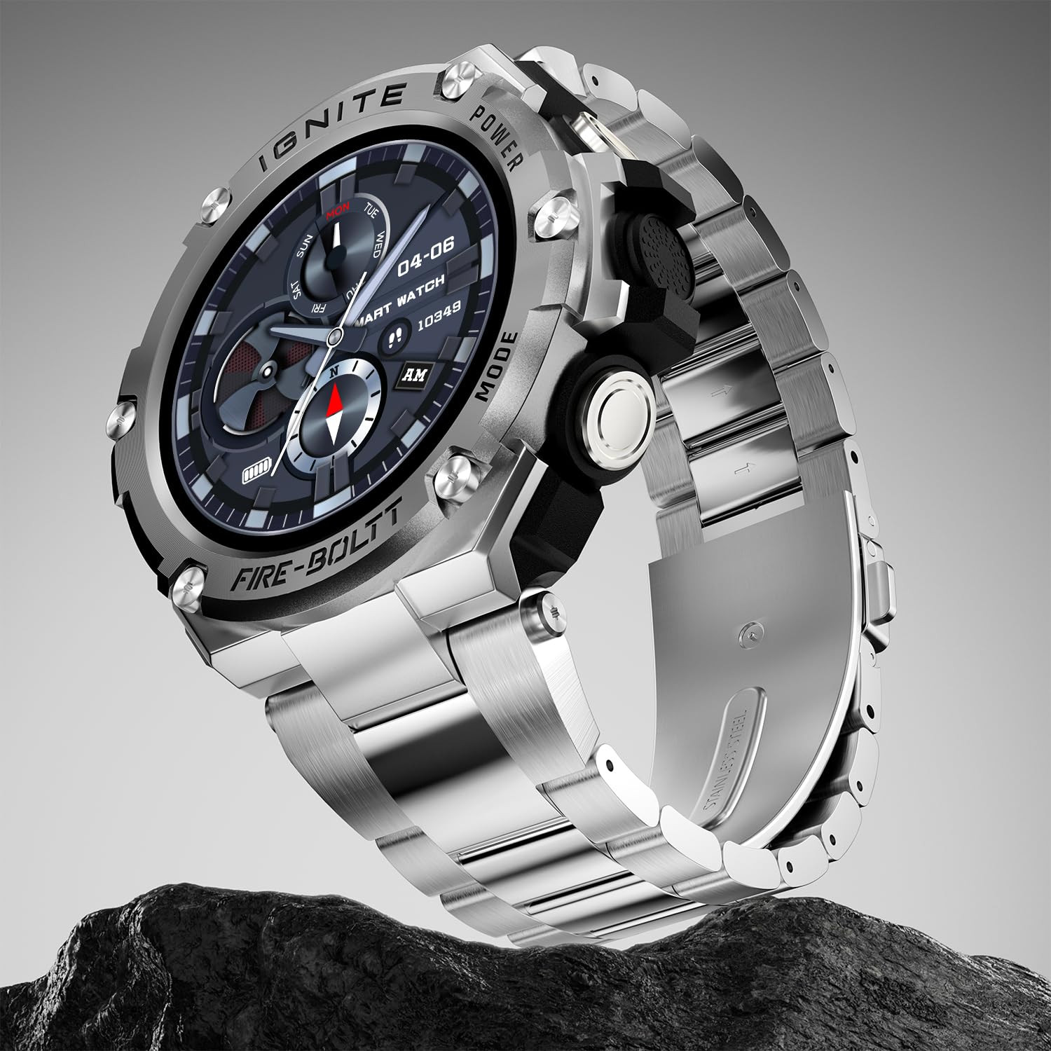 Fire-Boltt Assault Rugged Smartwatch  15 HD Display Bluetooth Calling 600mAh Battery Compass Heart Rate  SpO2 Monitoring 7-10 Days Battery Life Heavy Metal Sports Design