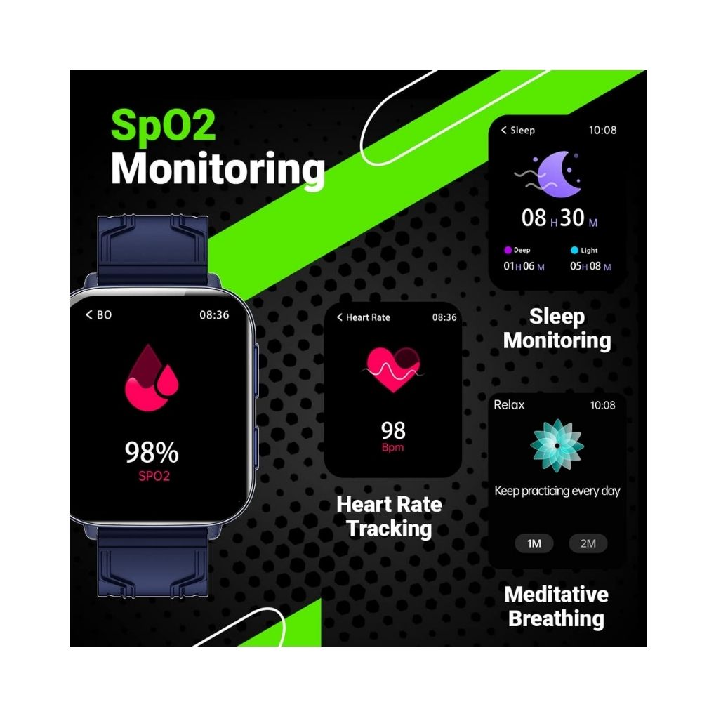 Fire-Boltt Max 1.78 AMOLED Always ON Display with 368 x 448 Super Retina , Spo2 & Heart Rate Monitor Smart Watch (Dark Blue)