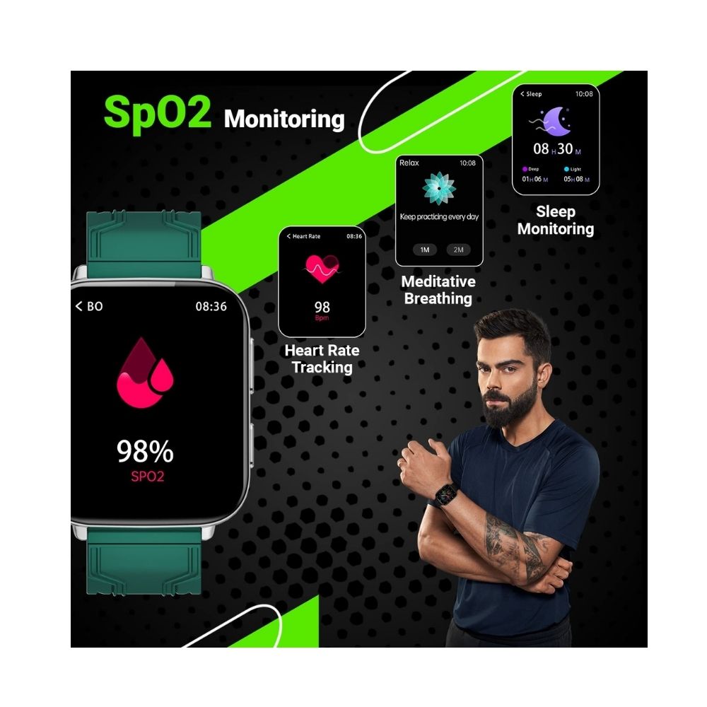 Fire-Boltt Max 1.78 AMOLED Always ON Display with 368 x 448 Super Retina , Spo2 & Heart Rate Monitor Smart Watch (Green)