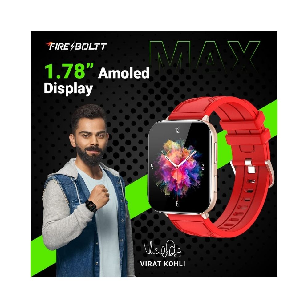 Fire-Boltt Max 1.78 AMOLED Always ON Display with 368 x 448 Super Retina , Spo2 & Heart Rate Monitor Smart Watch (Red)
