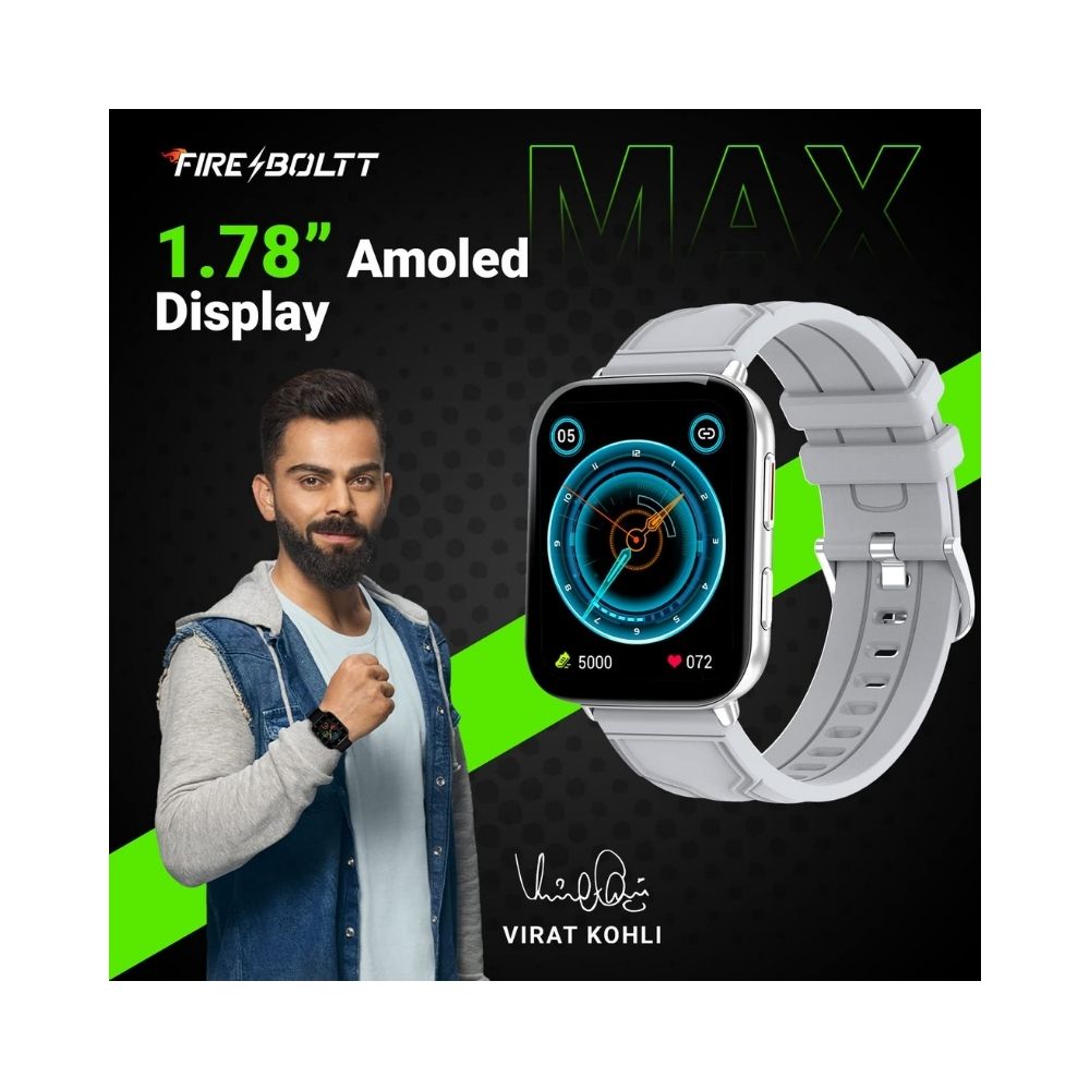 Fire-Boltt Max 1.78 AMOLED Always ON Display with 368 x 448 Super Retina Spo2 & Heart Rate Monitor Smart Watch (Grey)