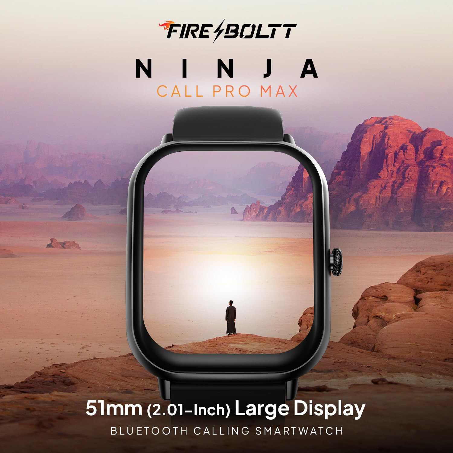 Fire-Boltt Ninja Call Pro Max Smart Watch 201 inch Display Bluetooth Calling 120 Sports Modes Health Suite Voice Assistance Black