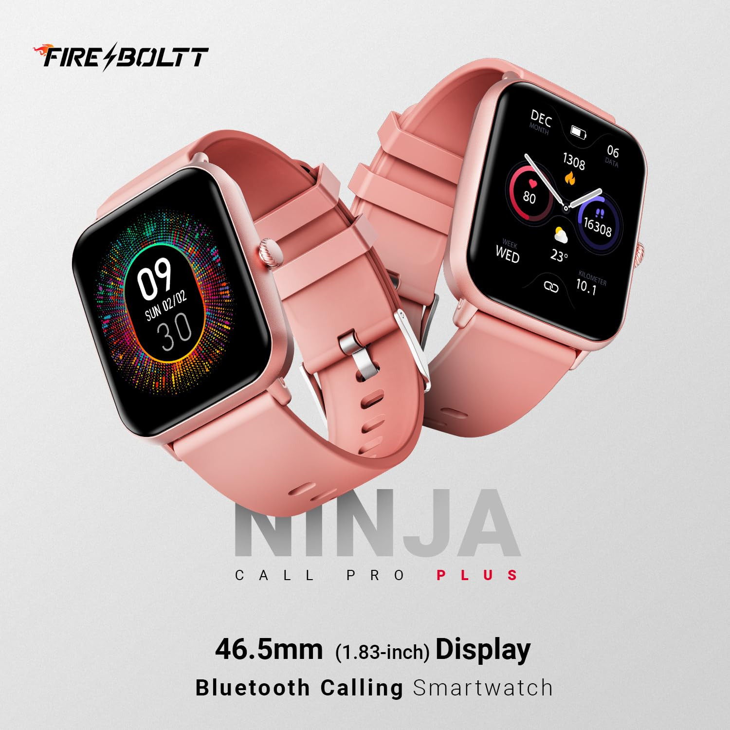 Fire-Boltt Ninja Call Pro Plus Smart Watch 183 inch with Bluetooth Calling AI Voice Assistance 100 Sports Modes IP67 Rating 240  280 Pixel High Resolution
