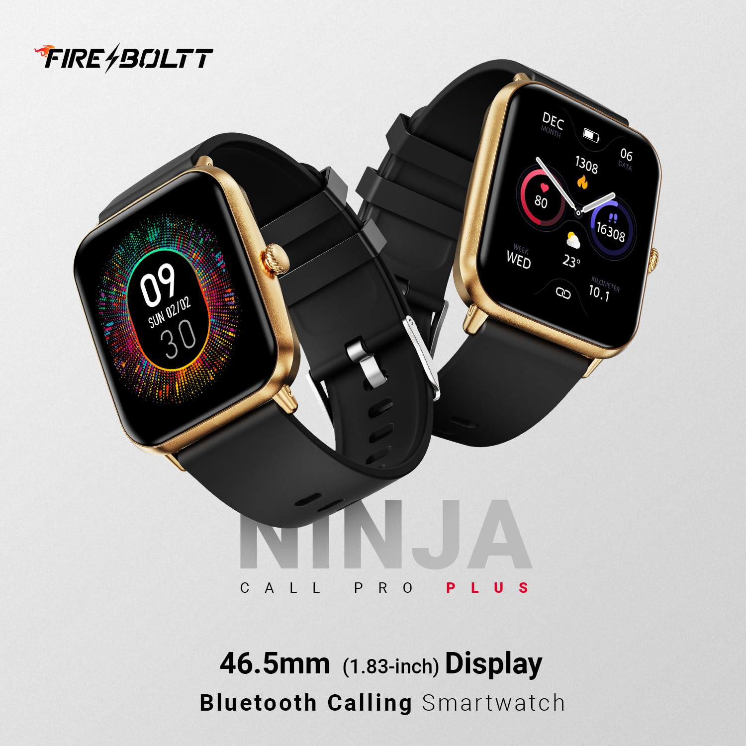 Fire-Boltt Ninja Call Pro Plus Smart Watch 183 inch with Bluetooth Calling AI Voice Assistance 100 Sports Modes IP67 Rating 240  280 Pixel High Resolution