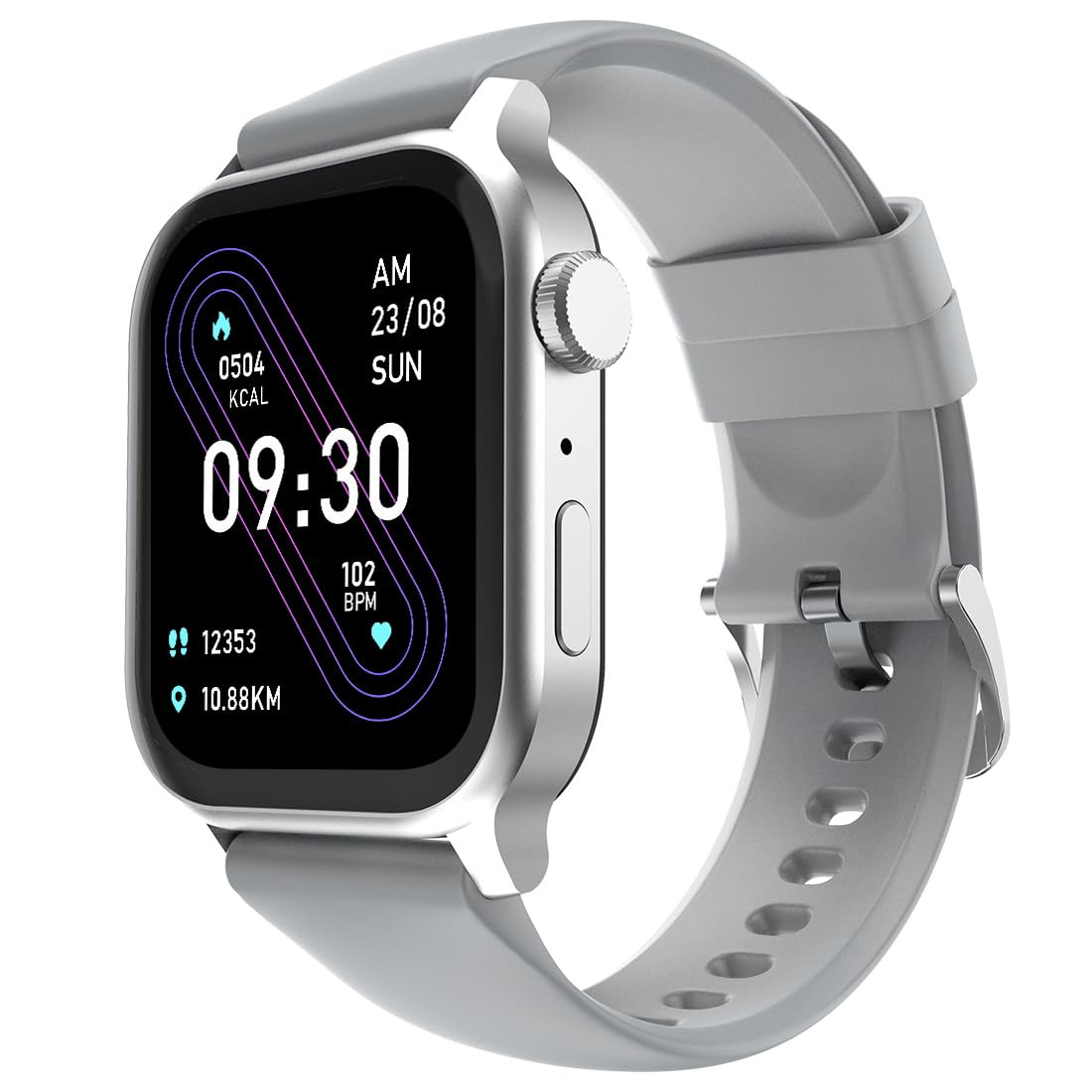 Fire-Boltt Rise Smart Watch 185 HD Display Metal Body with Bluetooth Calling Rotating Crown AI Voice Assistant 120 Sports Modes Neon UI SpO2  Heart Rate Monitoring Rise Grey