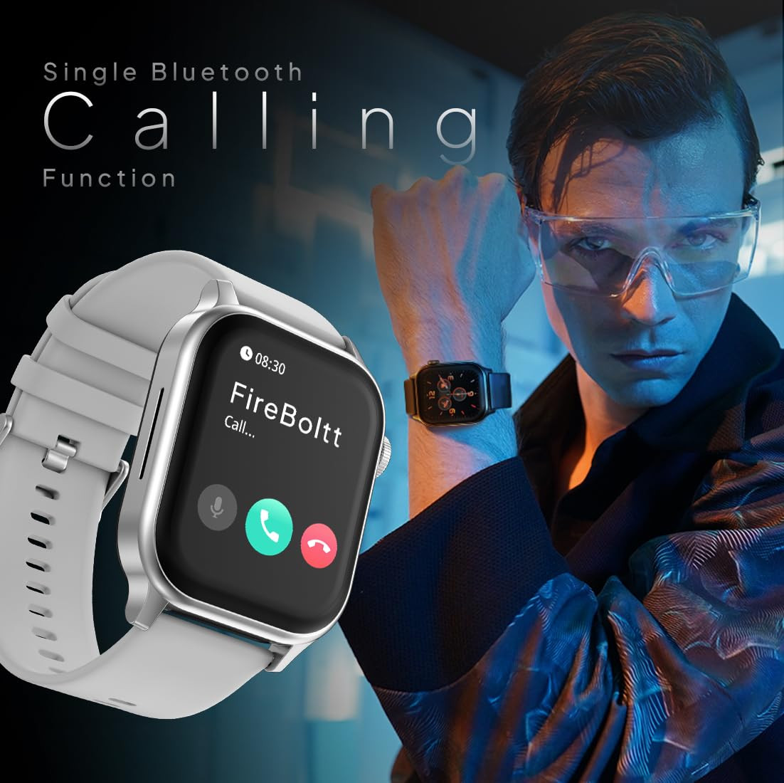 Fire-Boltt Rise Smart Watch 185 HD Display Metal Body with Bluetooth Calling Rotating Crown AI Voice Assistant 120 Sports Modes Neon UI SpO2  Heart Rate Monitoring Rise Grey