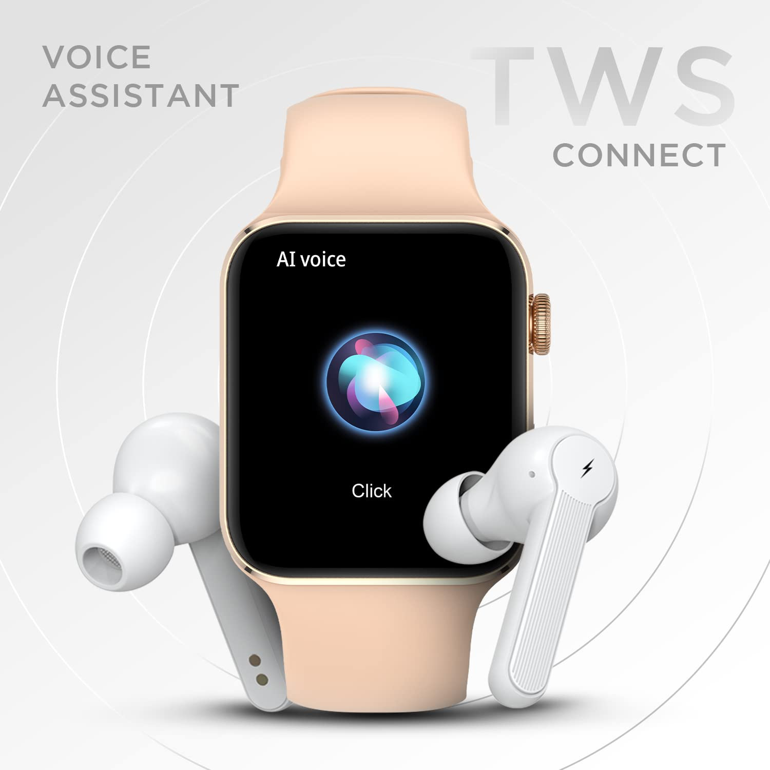 Fire-Boltt Visionary 178 AMOLED Bluetooth Calling Smartwatch with 368  448 Pixel Resolution Rotating Crown  60Hz Refresh Rate 100 Sports Mode TWS Connection Voice Assistance Gold
