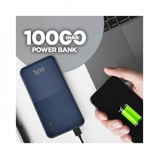 FLiX(Beetel) New Launch PowerXtreme 10,000mAh 12W Slim Power Bank,USB C/Micro USB Input,Dual USB A Output,Compatible with iPhone (Type A to Lightning), Samsung, Google Pixel, Oneplus(Cobalt Blue-P10)