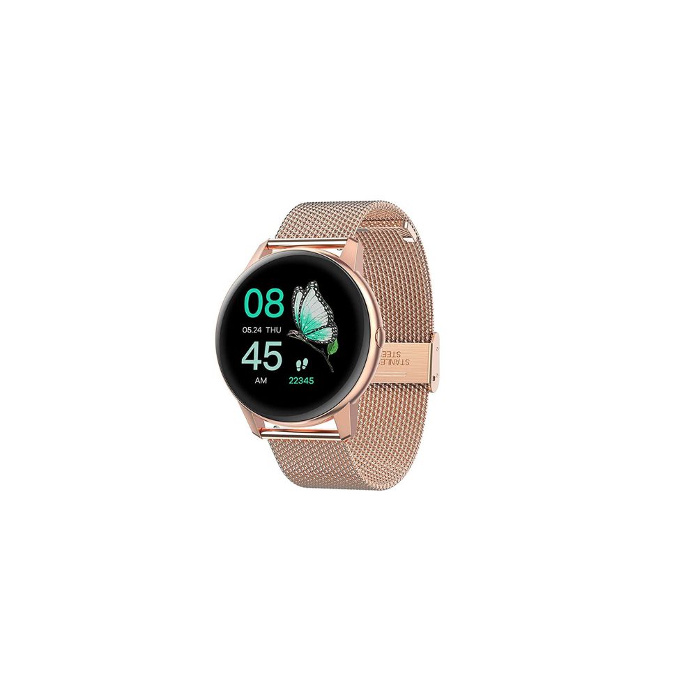 French Connection R3 Touch Screen Unisex Metal case Smartwatch-Rose Gold mesh & Pink Silicone