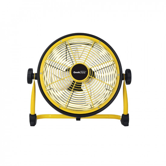 Geek Aire CF3SL Rechargeable Outdoor Metal Fan, 6000mAh Li-ion Battery Fan for Long Run Time of 4-24 Hours with Variable Speed Design for Home & Kitchen | Summer Season | Power Cuts | Sporting | Camping and Outdoor Purpose (11 Inch)