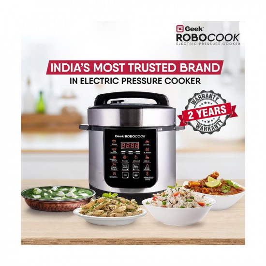 Geek Robocook Zest 3 Litre Electric Pressure Cooker  NS Cooking Pot  13 Indian Preset Menus  Ideal for 2 People