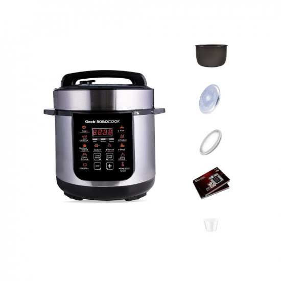 Geek Robocook Zest 3 Litre Electric Pressure Cooker  NS Cooking Pot  13 Indian Preset Menus  Ideal for 2 People