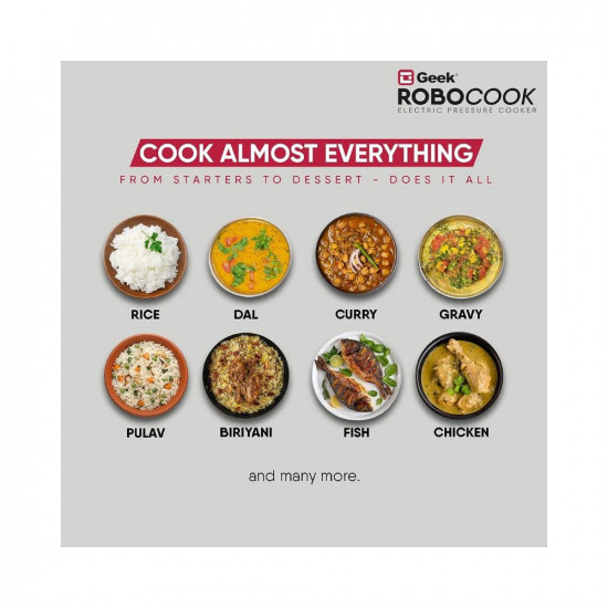 Geek Robocook Zest 3 Litre Electric Pressure Cooker  NS Cooking Pot  13 Indian Preset Menus  Ideal for 2 People