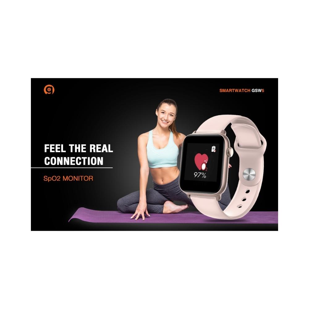 Gionee GSW5 Smartwatch with SpO2 Heart Rate Monitor Step Tracker Sleep Monitor IP68 Rating (Rose Pink)