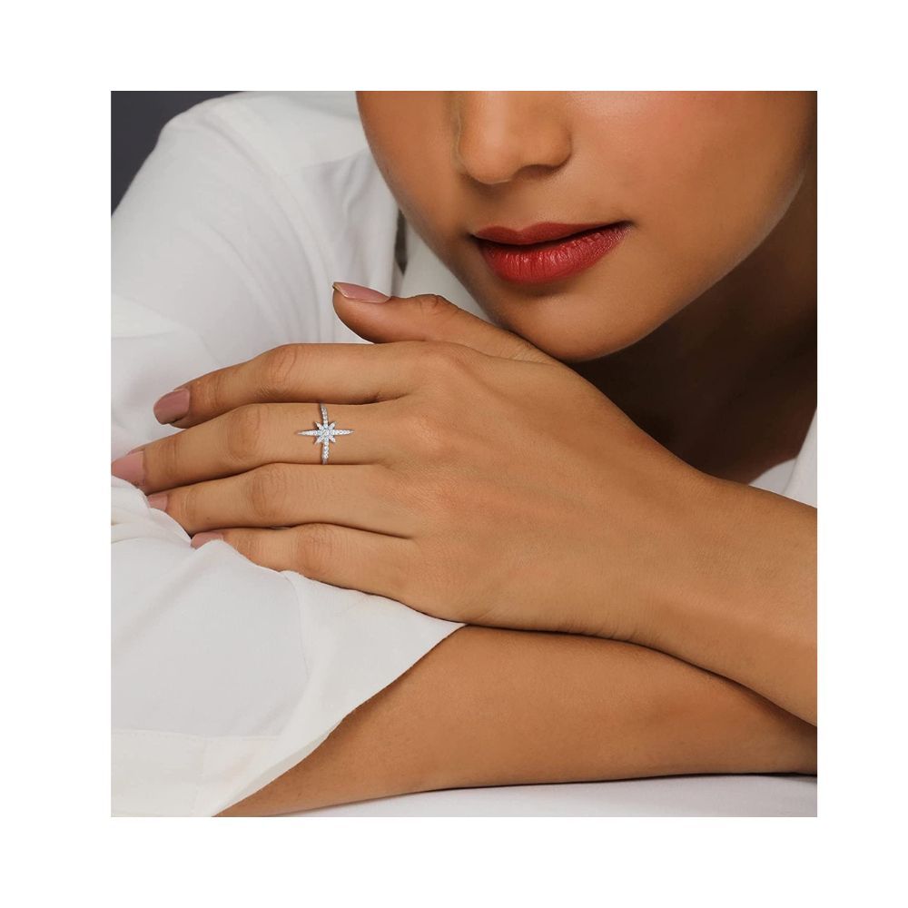 GIVA 925 Sterling Silver Anushka Sharma Zircon Twinkle Ring , Adjustable