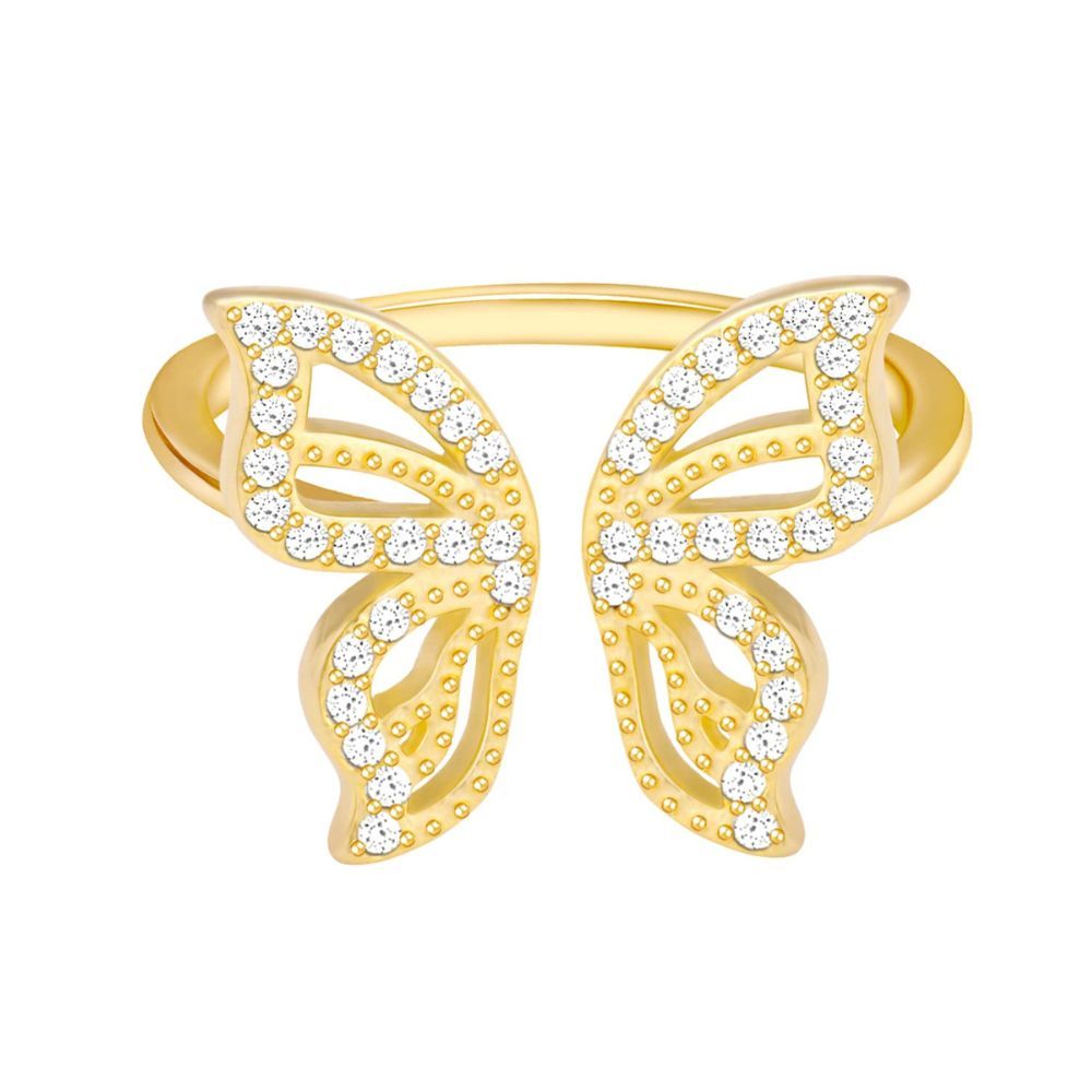 GIVA 925 Sterling Silver Golden Butterfly Starrer Ring