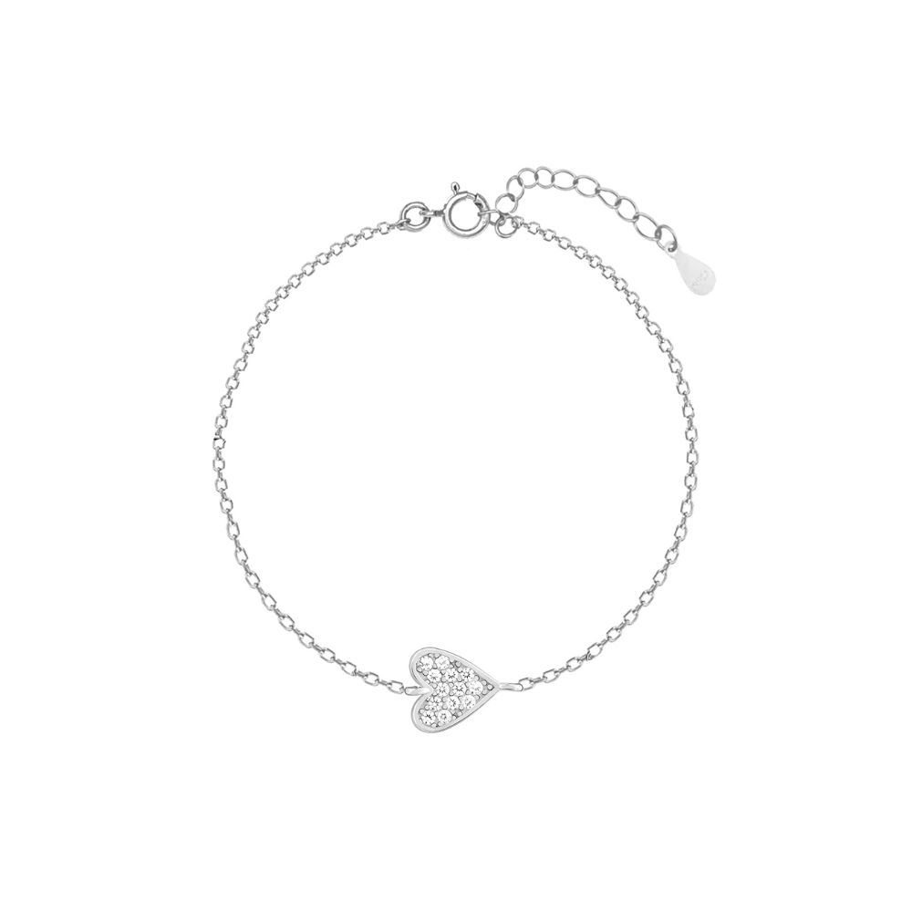 GIVA 925 Sterling Silver Heart of Zircons Bracelet, Adjustable