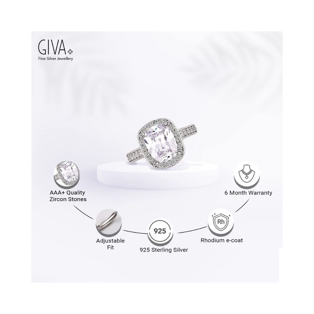 GIVA 925 Sterling Silver Shruti Haasan Classic Solitaire Ring, Adjustable