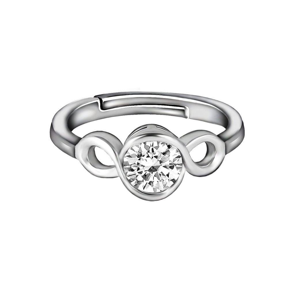 GIVA 925 Sterling Silver Solitaire Loop Ring, Adjustable | Rings for Women and Girls