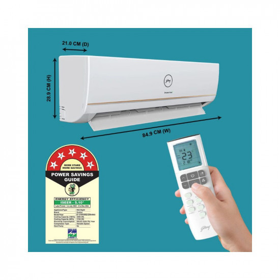 Godrej 1 Ton 5 Star 5-In-1 Convertible Cooling Inverter Split AC Copper I-Sense Technology 2023 Model AC 1T EI 12TINV5R32-GWA Split  AC 1T EI 12TINV5R32-RWB Split White